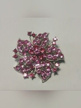 NWOT Pink Crystal Floral Brooch